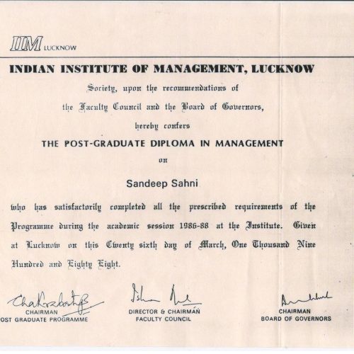 IIML Diploma - Sahayak Associates - Sandeep Sahni